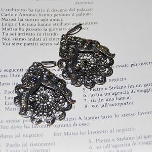 Silver earrings with crystals